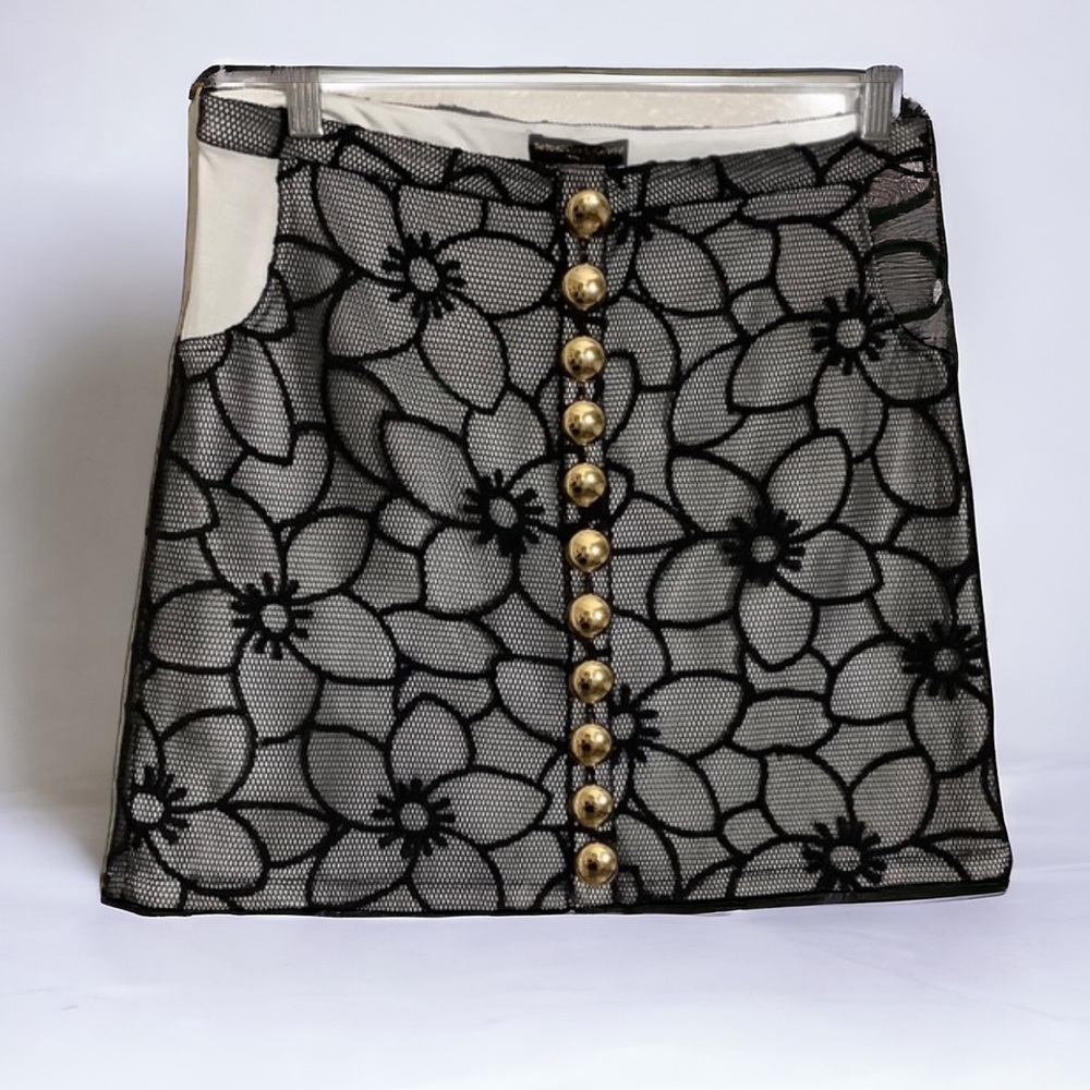 NWOT SAMANTHA‎ LEIBOWITZ BLACK & WHITE  MESH LACE MARY KAE SKIRT. SIZE M